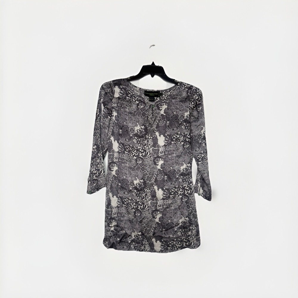 Shanghai Tang Silk Paisley Tunic Top Size 8 Glass Buttons  Designer Chic